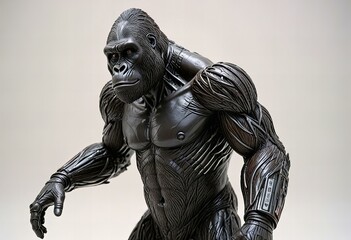Gorilla statue, white background