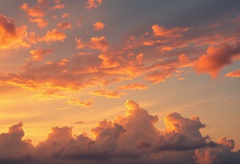 Picture Showing Fiery sunset clouds in an abstract background.
