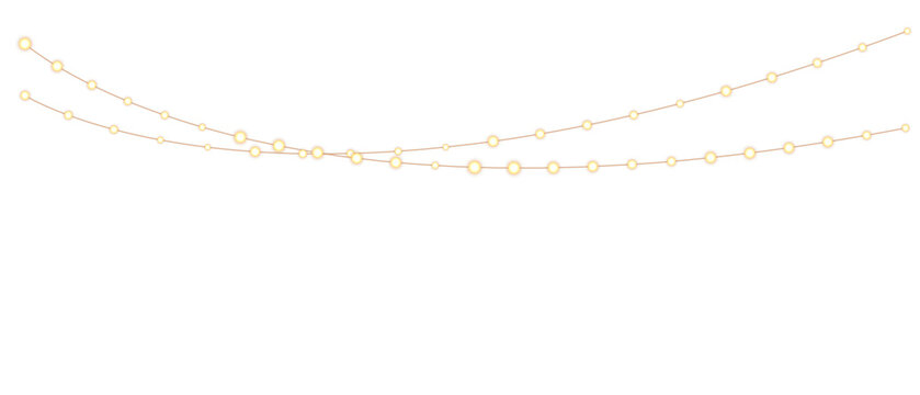 Png christmas lights on a transparent background. Christmas light PNG. Set of Christmas glowing garlands. For advertising invitations, web banners, postcards. Vector. Christmas decoration, LED lam
