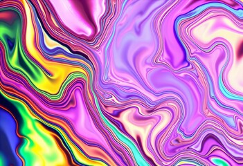 Obraz premium Showing Fluid art with a metallic rainbow