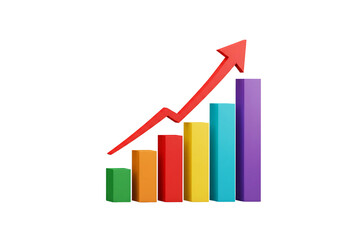 business graph with arrow isolated on transparent background png 