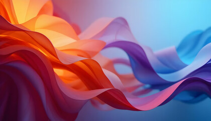 Naklejka premium Abstract Colorful Swirling Fabric Dynamic Waves of Orange, Purple, and Blue Hues