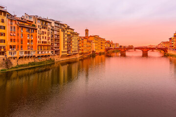 River Arno and bridge, Florence, Italy