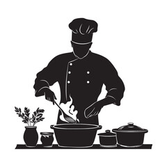 A chef cooking a traditional dish simple minimal vector