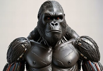 Gorilla statue, white background