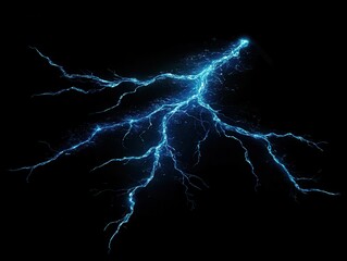 Blue lightning bolt illustration on transparent background