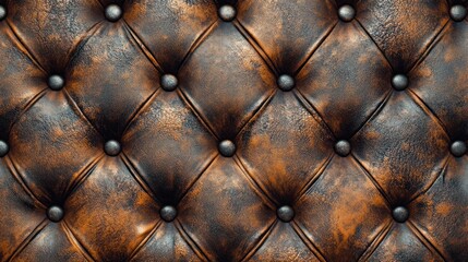 Fototapeta premium Vintage Brown Leather Texture: A Detailed Close-Up of Distressed Upholstery