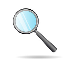 Magnifying glass icon. Searching, researching, discovery, analysis, scrutiny concept. Magnifier loupe search. Magnifier tool instrument. vector illustration isolated on transparent background