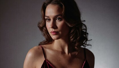 Elegant Woman wearing a velvet nightgown.