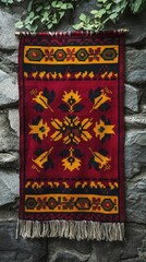 Fototapeta premium Traditional Caucasian Tapestry: A vibrant piece of handcrafted art