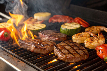 Delicious Grilled Steak and Seafood Feast