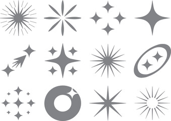 Fototapeta premium Sparkle burst vector collection gray tones shining glitter elements graphic resources
