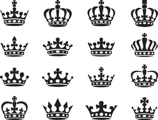 Obraz premium Crown vector collection set royal authority and majestic heraldry silhouettes