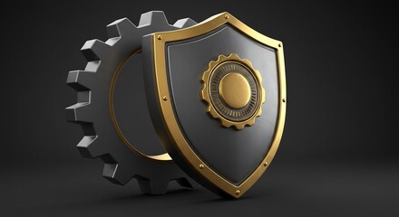 Fototapeta premium Shield Protecting Gear Wheel System Concept