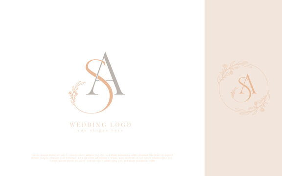 Letter SA elegant wedding monogram logo design