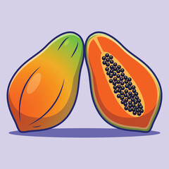 papaya fruit tropical fruits cartoon vector illustration