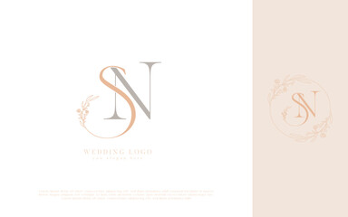 Letter SN elegant wedding monogram logo design