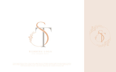 Letter ST elegant wedding monogram logo design