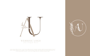 AU initial monogram wedding logo