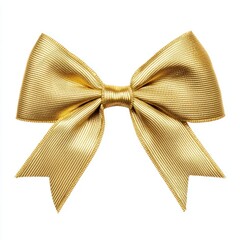 Gold ribbon bow isolated on white background