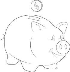 A piggy bank for storing small savings and teaching financial literacy. Bank with a slot for coins or small bills.