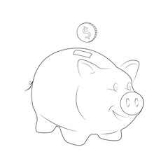 A piggy bank for storing small savings and teaching financial literacy. Bank with a slot for coins or small bills.