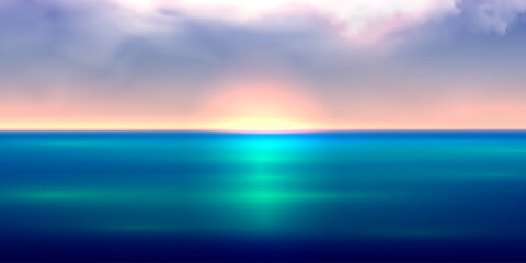 Obraz premium Vibrant Sunset over Ocean Coastline Scenery Relax Calm Ocean Horizon Displaying Blurred Color Gradient Background Vector Illustration