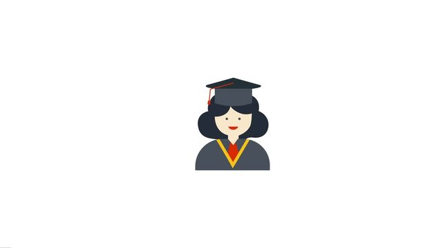 graduation student , graduation avater , man , woman ,   success label with Alpha Channel.  graduate .graduate icon, graduate animation, graduation cap icon, line icon animation
