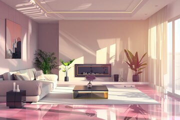 modern minimalist living room interior