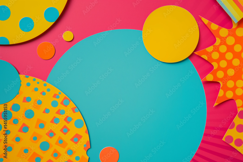 Aufkleber colorful pop art abstract background. vintage style texture with collage paper effect. generative ai