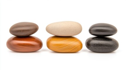 Minimalist Stack of Three Natural Pebbles Representing Spa Serenity