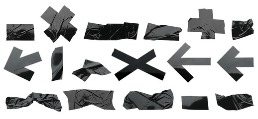 Adhesive tape pieces isolated on white, set