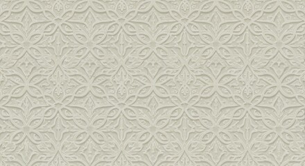 Elegant Embossed Beige Floral Pattern Texture Background