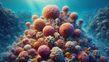 Coral Reef Vibrant porous structures teeming with marine life