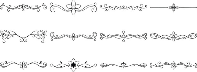 Set of Frame borders and text dividers, monochrome vectors collection