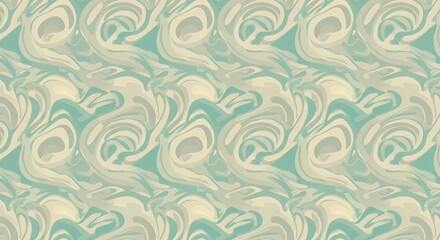 Abstract Swirling Teal and Beige Pattern: A Seamless Design