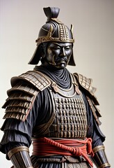 Obraz premium Photo Statue of a samurai warrior, isolated on a white background.