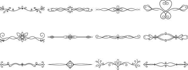 Set of Frame borders and text dividers, monochrome vectors collection