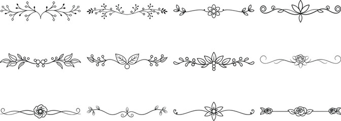 Obraz premium Set of Frame borders and text dividers, monochrome vectors collection