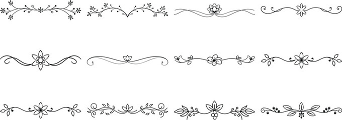 Obraz premium Set of Frame borders and text dividers, monochrome vectors collection