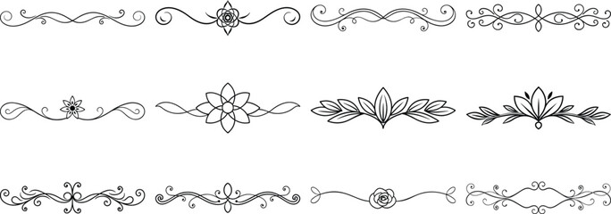 Set of Frame borders and text dividers, monochrome vectors collection