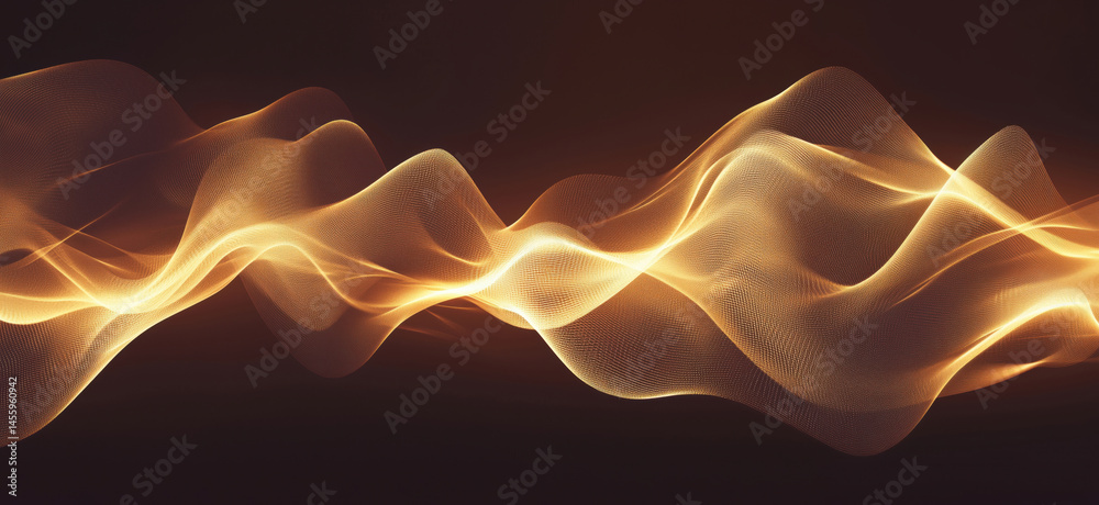 Poster abstract golden wave patterns creating a sense of movement and fluidity.