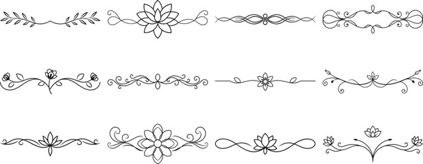 Set of Frame borders and text dividers, monochrome vectors collection