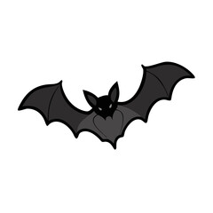 Black Bat Icon Flying in Halloween Style  