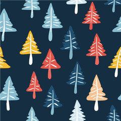 Obraz premium Vector of Christmas tree Seamless Patterns