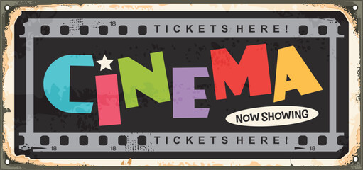 Vintage cinema sign. Vector illustration.