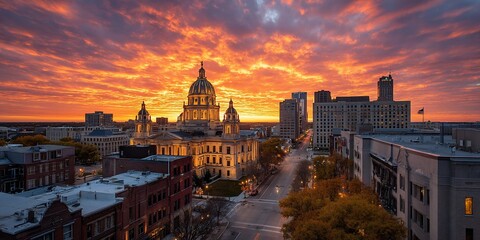 Fototapeta premium City Skyline at Sunrise