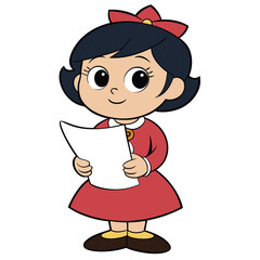 little girl with a blank paper