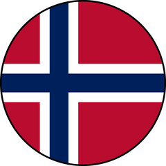 Fototapeta premium Norwegian flag icon on transparent background. The national flag of Norway. Vector icon with black outline around the flag