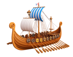 Charming Cartoon Viking Longship Illustration